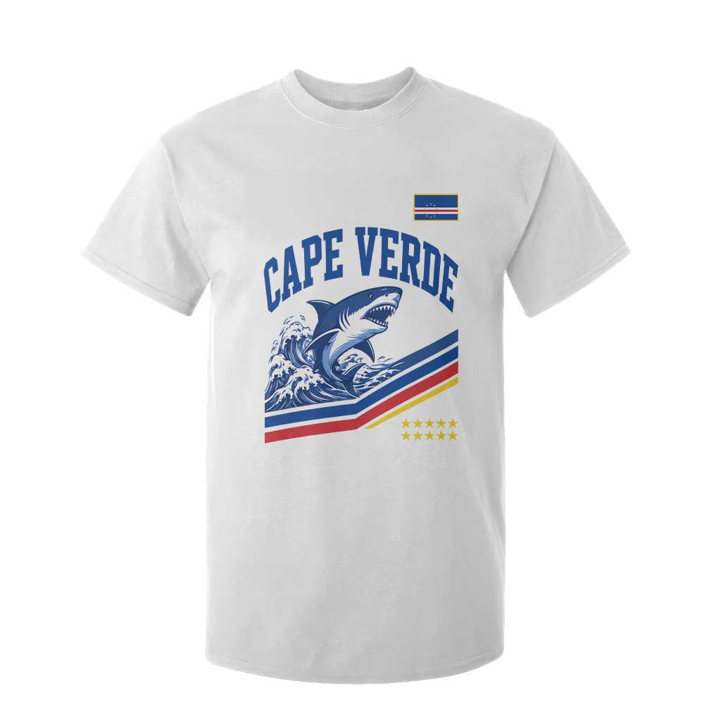 Cape Verde Blue Sharks Ocean Wave Graphic T Shirt For Kid Cabo Verde Pride Sports Fans TS02 White Print Your Wear