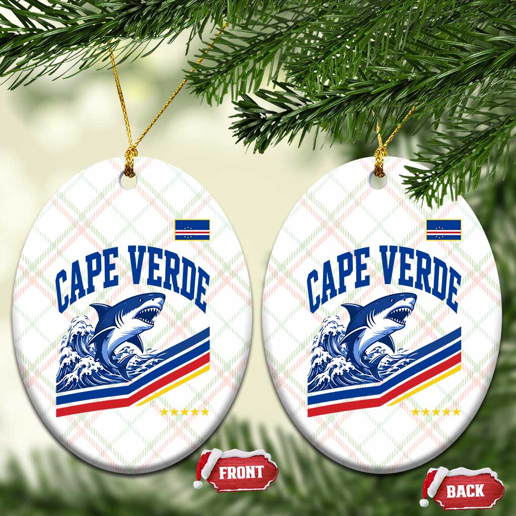 Cape Verde Blue Sharks Ocean Wave Graphic Ceramic Ornament Cabo Verde Pride Sports Fans