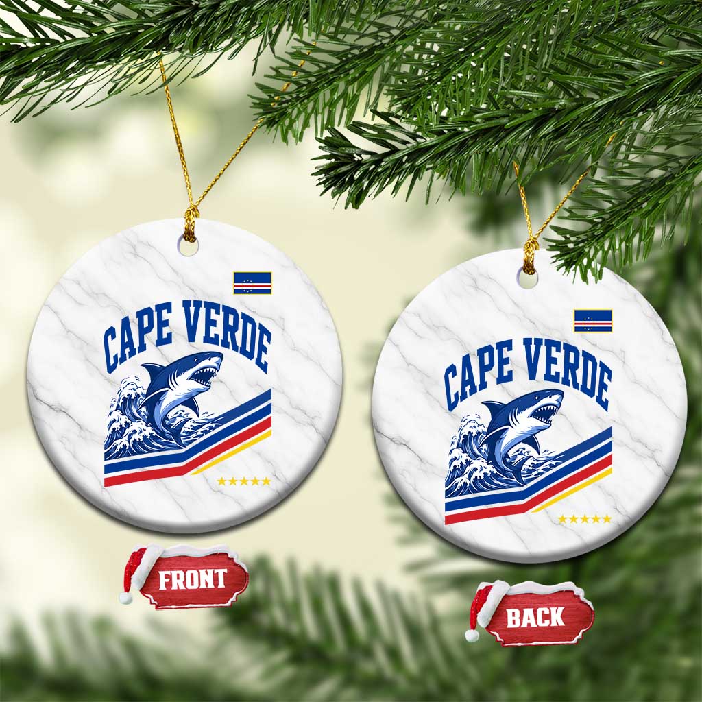 Cape Verde Blue Sharks Ocean Wave Graphic Ceramic Ornament Cabo Verde Pride Sports Fans
