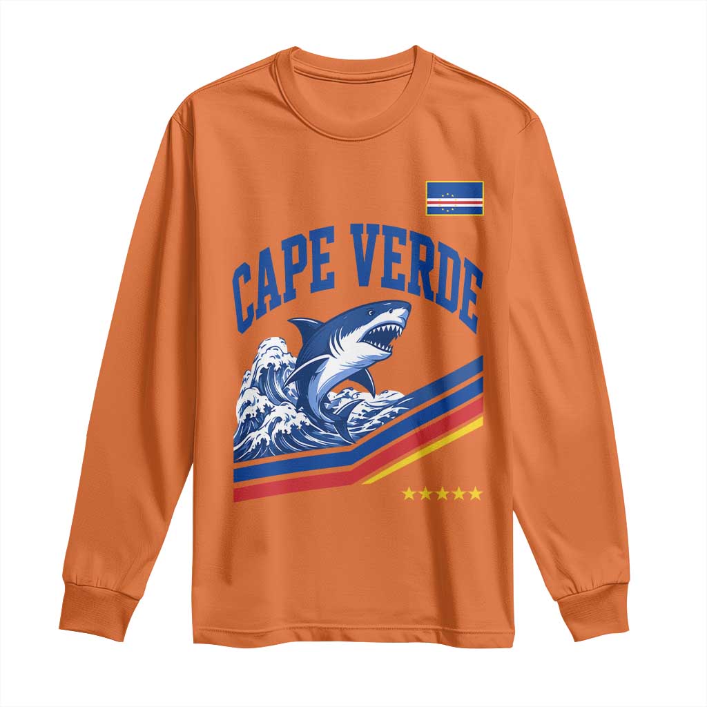 Cape Verde Blue Sharks Ocean Wave Graphic Long Sleeve Shirt Cabo Verde Pride Sports Fans