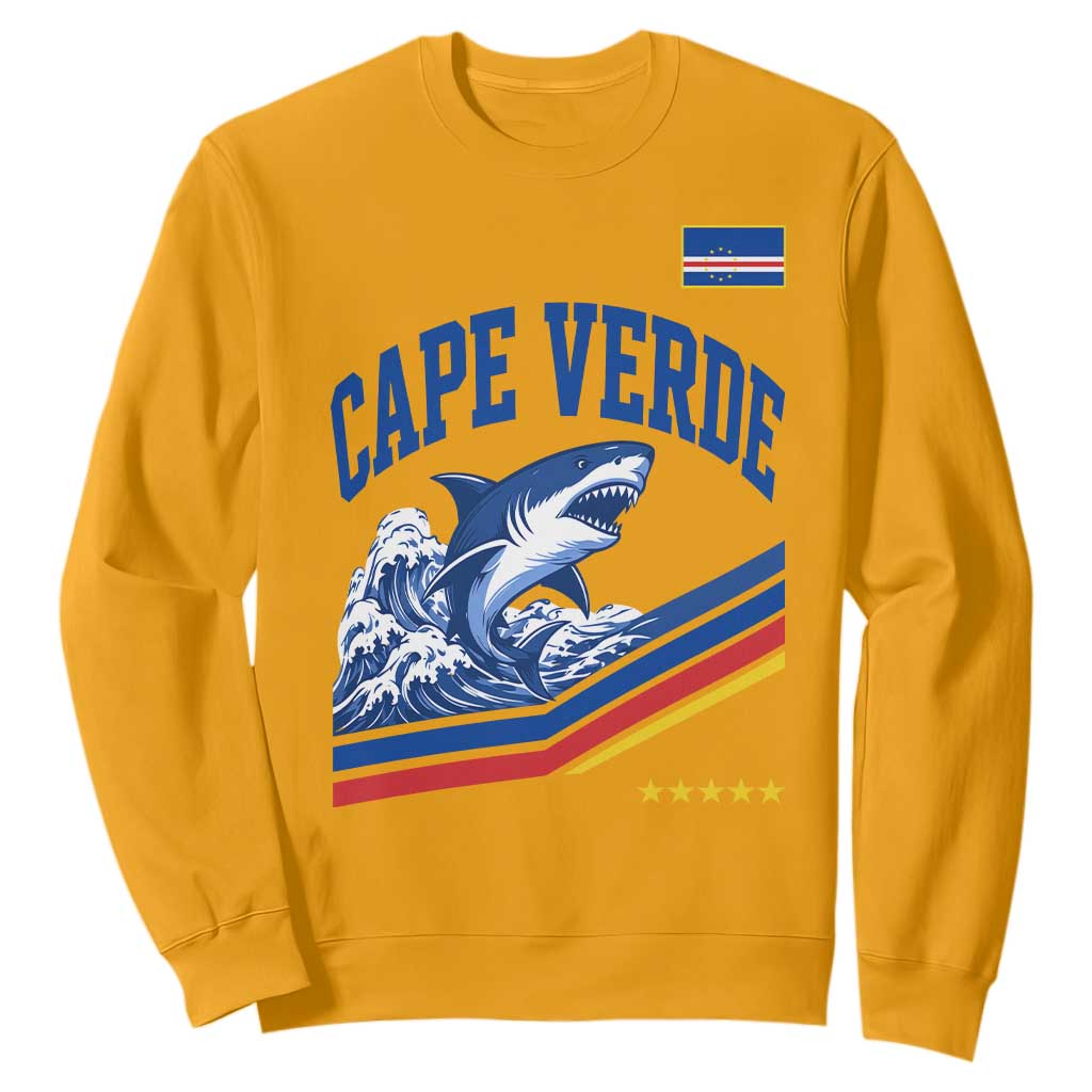 Cape Verde Blue Sharks Ocean Wave Graphic Sweatshirt Cabo Verde Pride Sports Fans