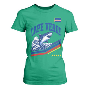 Cape Verde Blue Sharks Ocean Wave Graphic T Shirt For Women Cabo Verde Pride Sports Fans