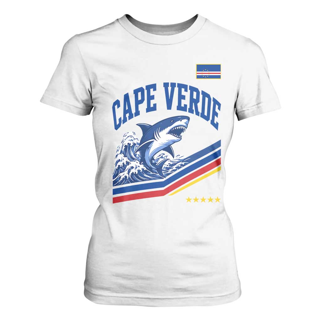 Cape Verde Blue Sharks Ocean Wave Graphic T Shirt For Women Cabo Verde Pride Sports Fans