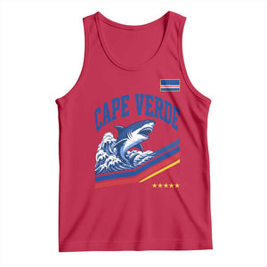 Cape Verde Blue Sharks Ocean Wave Graphic Tank Top Cabo Verde Pride Sports Fans