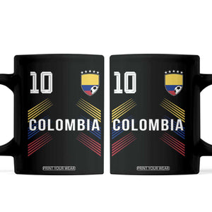 Colombia Soccer Sports Graphic Number 10 Jersey Style Coffee Mug Proud Colombian Football Fans Game Day Pride TS02 Black Print Your Wear
