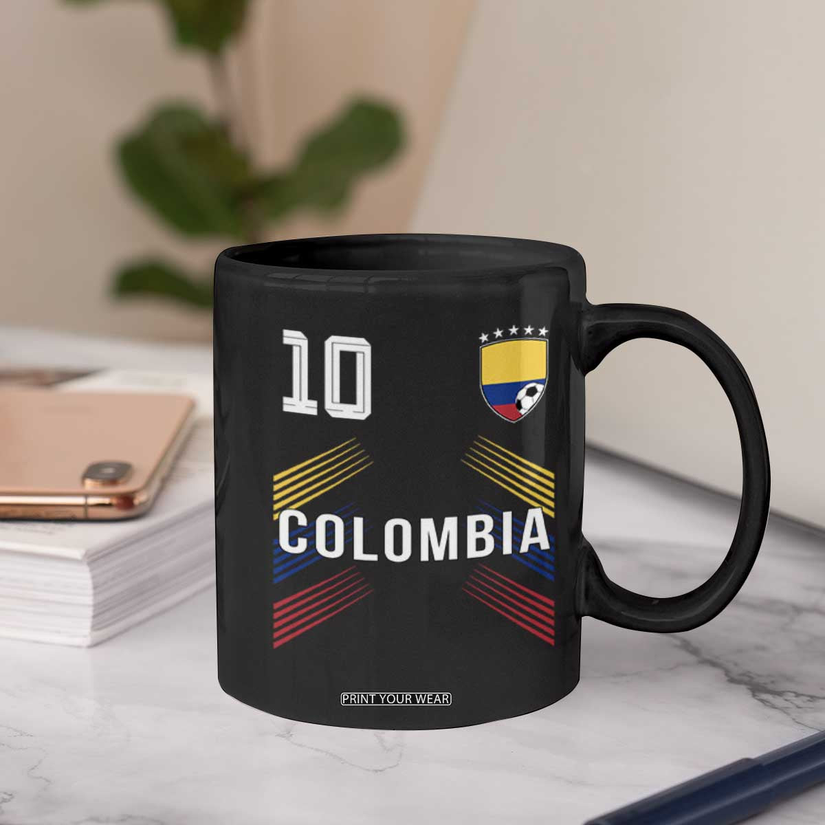 Colombia Soccer Sports Graphic Number 10 Jersey Style Coffee Mug Proud Colombian Football Fans Game Day Pride TS02 Print Your Wear