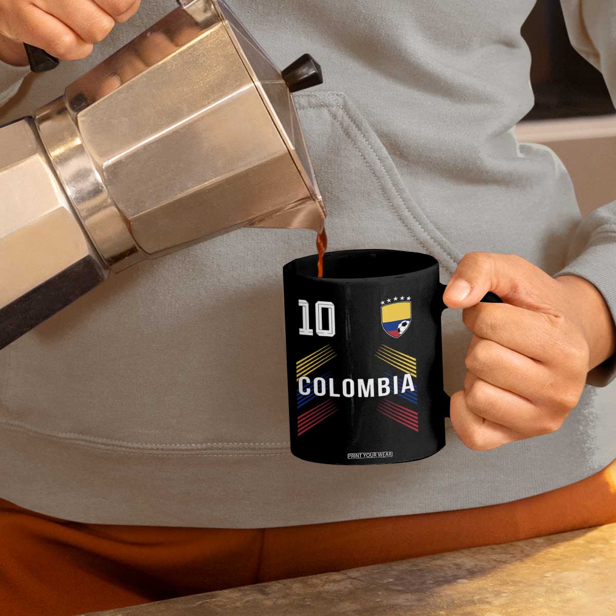 Colombia Soccer Sports Graphic Number 10 Jersey Style Coffee Mug Proud Colombian Football Fans Game Day Pride TS02 Print Your Wear