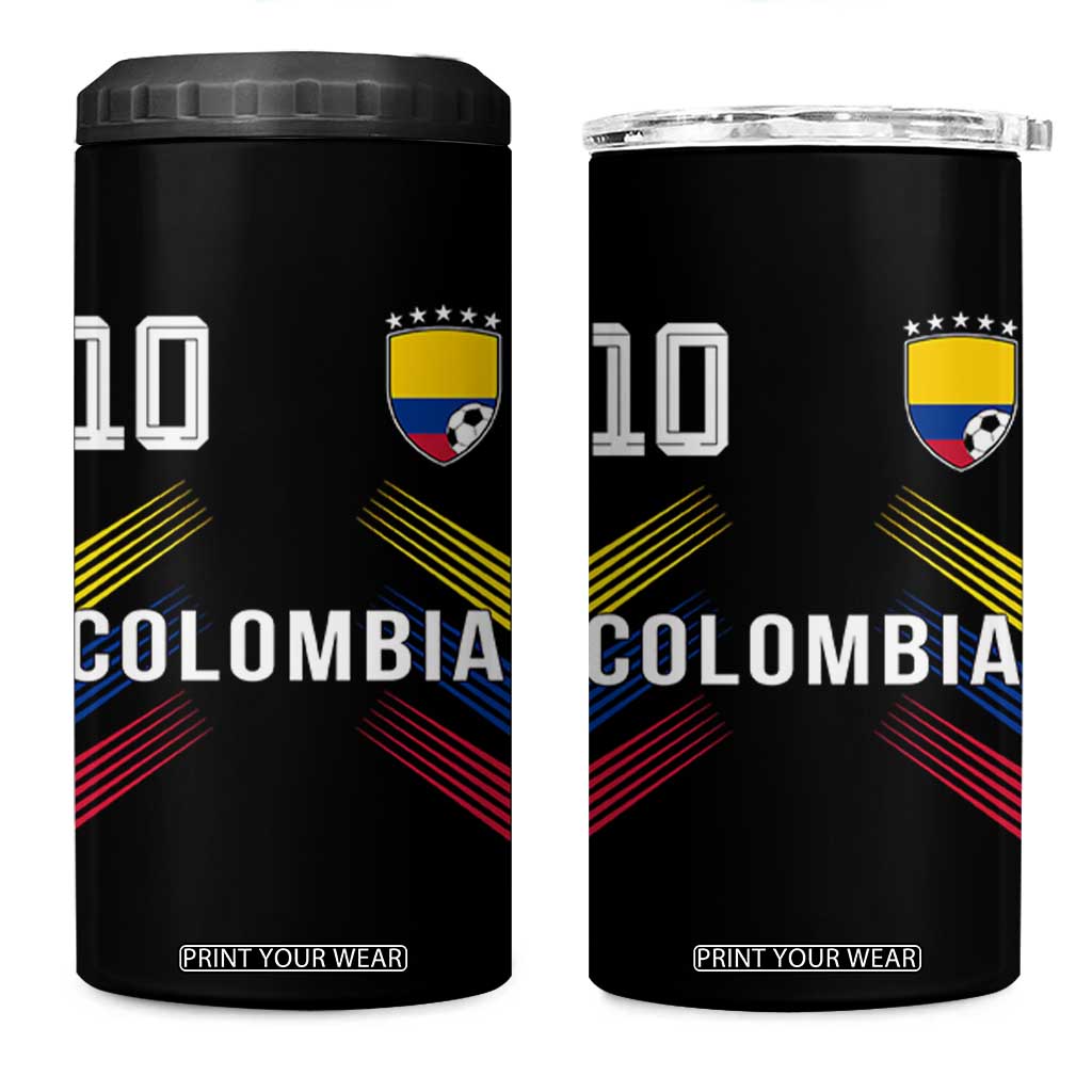 Colombia Soccer Sports Graphic Number 10 Jersey Style 4 in 1 Can Cooler Tumbler Proud Colombian Football Fans Game Day Pride TS02 One Size: 16 oz Black Print Your Wear