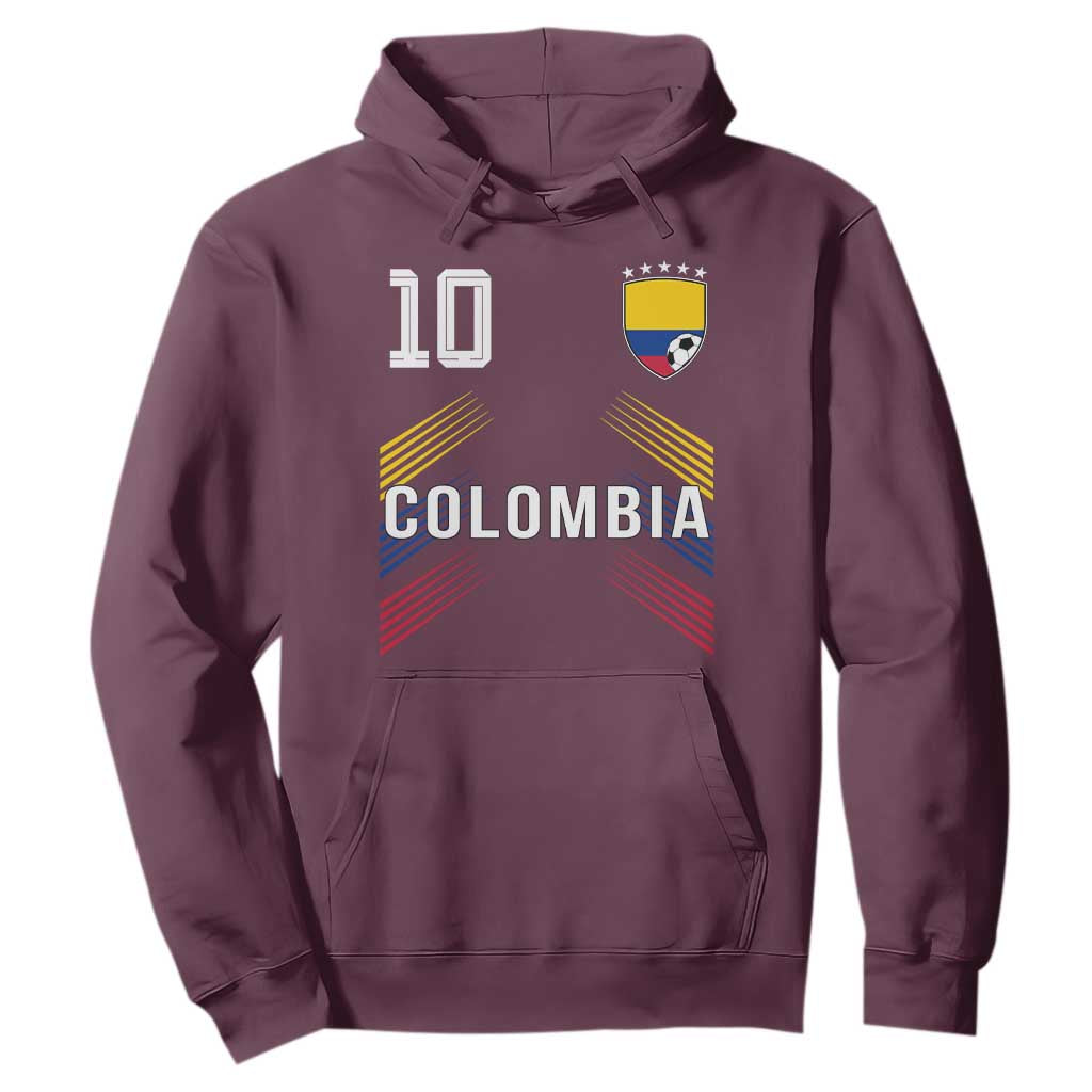 Colombia Soccer Sports Graphic Number 10 Jersey Style Hoodie Proud Colombian Football Fans Game Day Pride TS02 Maroon Print Your Wear