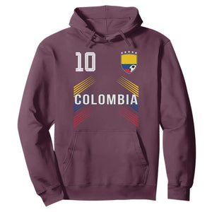 Colombia Soccer Sports Graphic Number 10 Jersey Style Hoodie Proud Colombian Football Fans Game Day Pride TS02 Maroon Print Your Wear