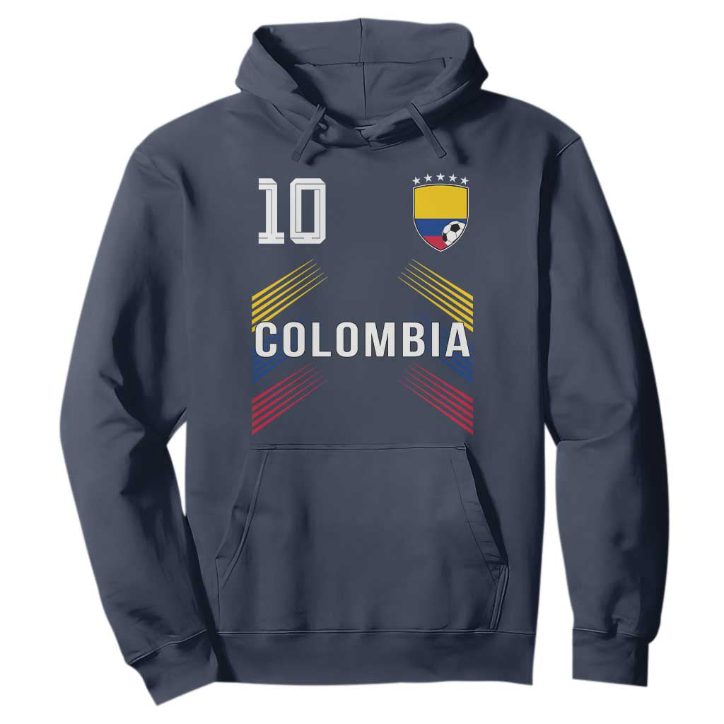 Colombia Soccer Sports Graphic Number 10 Jersey Style Hoodie Proud Colombian Football Fans Game Day Pride TS02 Navy Print Your Wear
