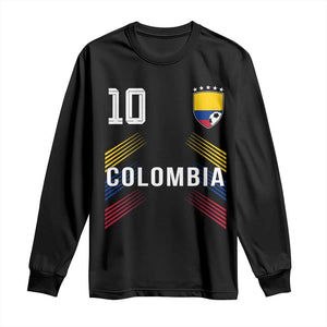 Colombia Soccer Sports Graphic Number 10 Jersey Style Long Sleeve Shirt Proud Colombian Football Fans Game Day Pride TS02 Black Print Your Wear