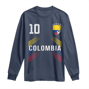Colombia Soccer Sports Graphic Number 10 Jersey Style Long Sleeve Shirt Proud Colombian Football Fans Game Day Pride TS02 Navy Print Your Wear