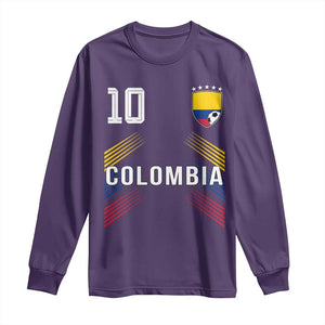 Colombia Soccer Sports Graphic Number 10 Jersey Style Long Sleeve Shirt Proud Colombian Football Fans Game Day Pride TS02 Purple Print Your Wear