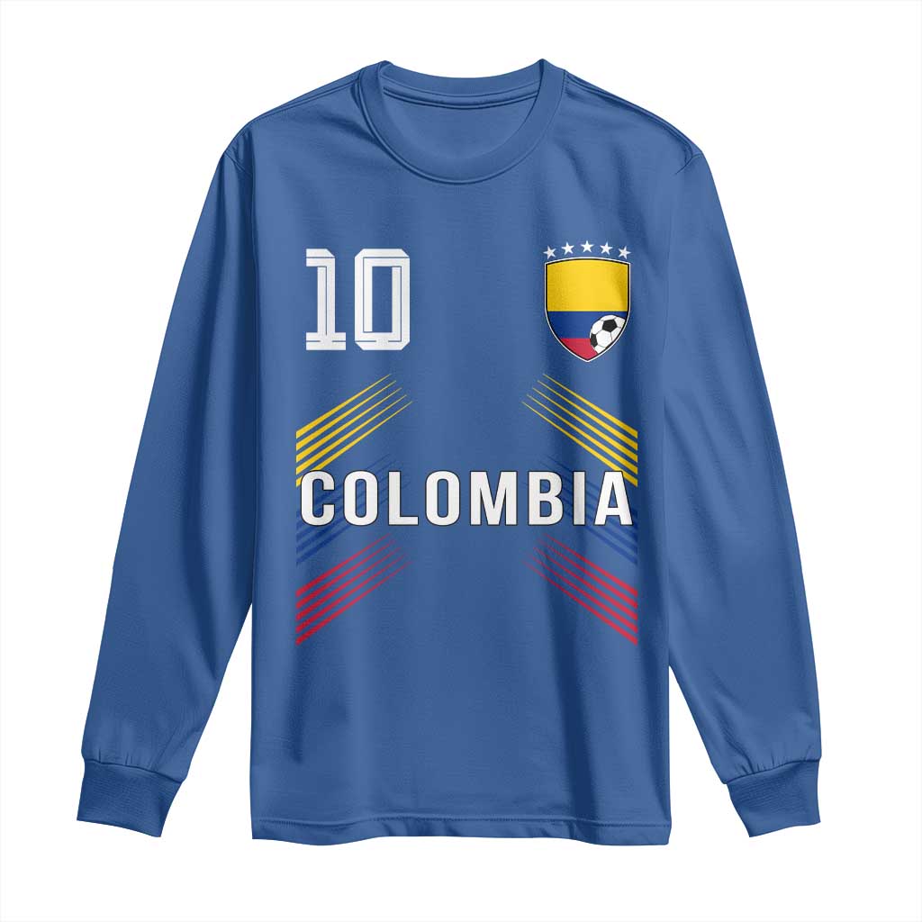 Colombia Soccer Sports Graphic Number 10 Jersey Style Long Sleeve Shirt Proud Colombian Football Fans Game Day Pride TS02 Royal Blue Print Your Wear