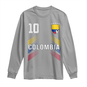 Colombia Soccer Sports Graphic Number 10 Jersey Style Long Sleeve Shirt Proud Colombian Football Fans Game Day Pride TS02 Sport Gray Print Your Wear