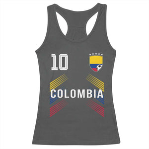 Colombia Soccer Sports Graphic Number 10 Jersey Style Racerback Tank Top Proud Colombian Football Fans Game Day Pride TS02 Dark Heather Print Your Wear