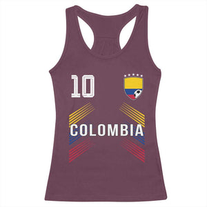 Colombia Soccer Sports Graphic Number 10 Jersey Style Racerback Tank Top Proud Colombian Football Fans Game Day Pride TS02 Maroon Print Your Wear