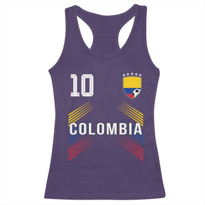 Colombia Soccer Sports Graphic Number 10 Jersey Style Racerback Tank Top Proud Colombian Football Fans Game Day Pride TS02 Purple Print Your Wear