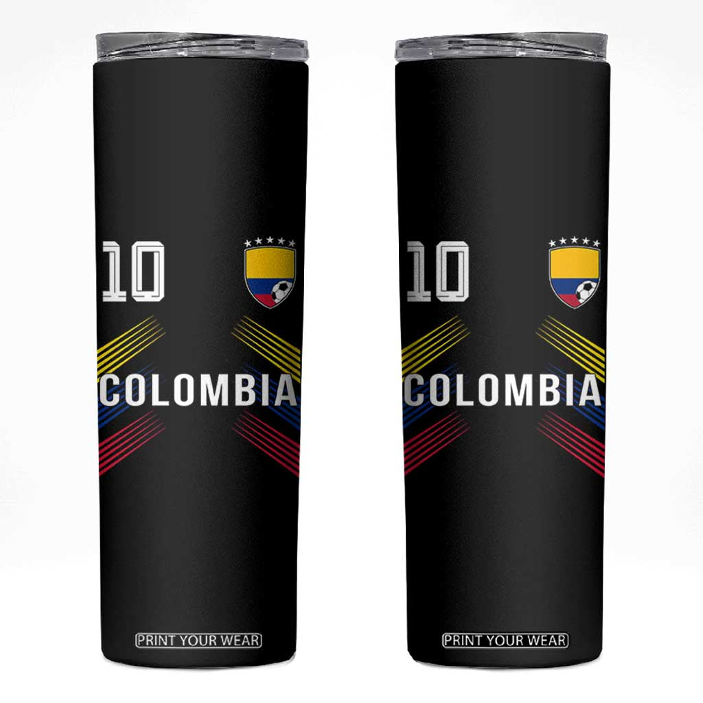 Colombia Soccer Sports Graphic Number 10 Jersey Style Skinny Tumbler Proud Colombian Football Fans Game Day Pride TS02 Black Print Your Wear