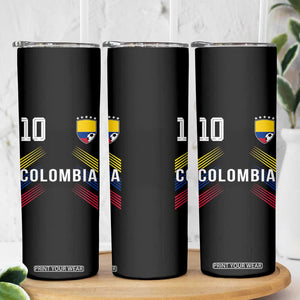 Colombia Soccer Sports Graphic Number 10 Jersey Style Skinny Tumbler Proud Colombian Football Fans Game Day Pride TS02 Print Your Wear