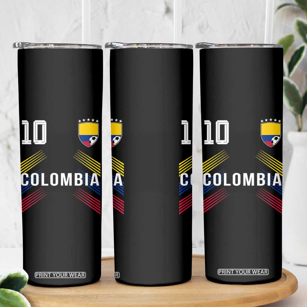 Colombia Soccer Sports Graphic Number 10 Jersey Style Skinny Tumbler Proud Colombian Football Fans Game Day Pride TS02 Print Your Wear