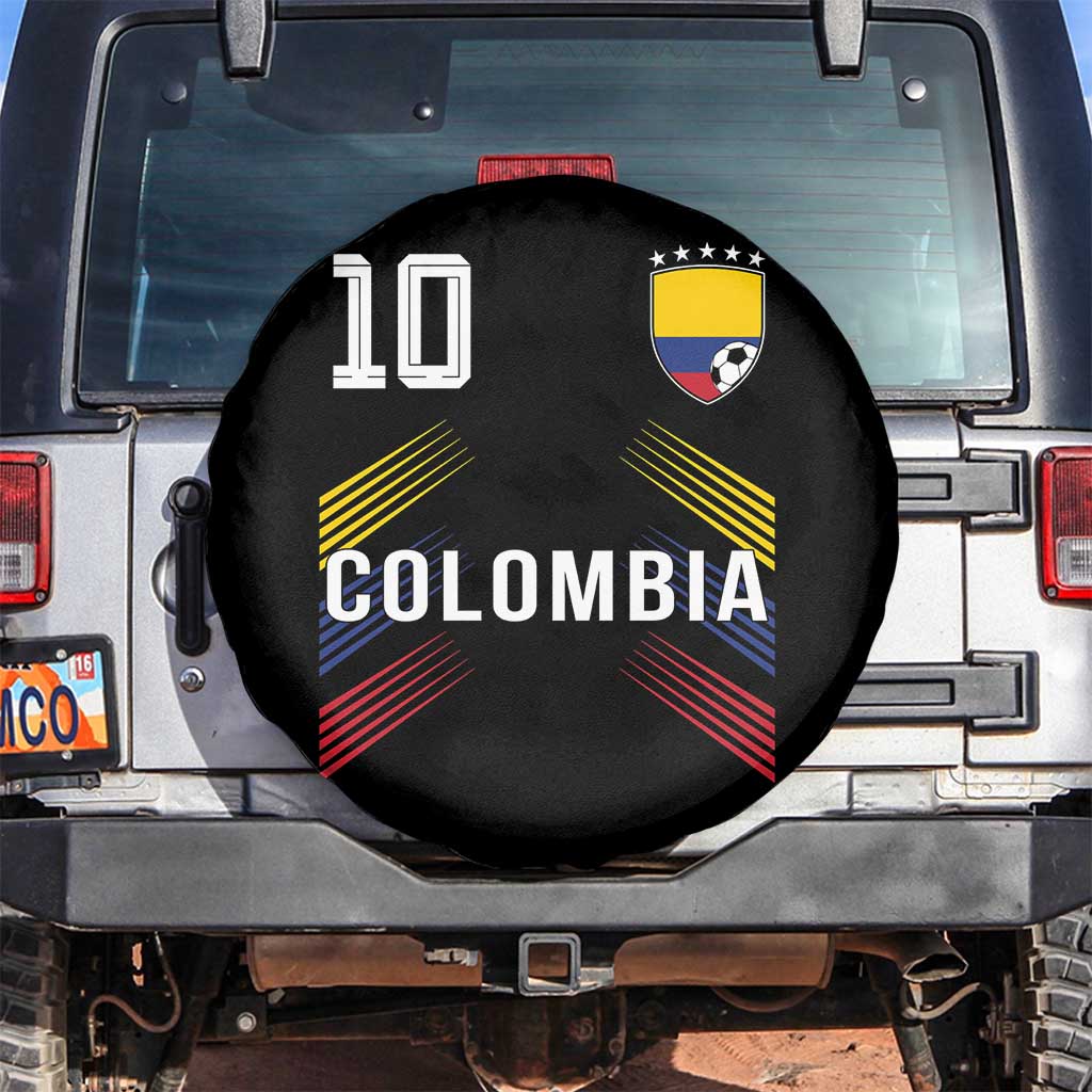 Colombia Soccer Sports Graphic Number 10 Jersey Style Spare Tire Cover Proud Colombian Football Fans Game Day Pride TS02 No hole Black Print Your Wear