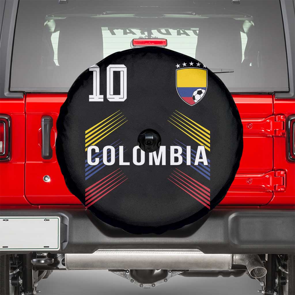 Colombia Soccer Sports Graphic Number 10 Jersey Style Spare Tire Cover Proud Colombian Football Fans Game Day Pride TS02 Black Print Your Wear