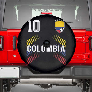 Colombia Soccer Sports Graphic Number 10 Jersey Style Spare Tire Cover Proud Colombian Football Fans Game Day Pride TS02 Black Print Your Wear