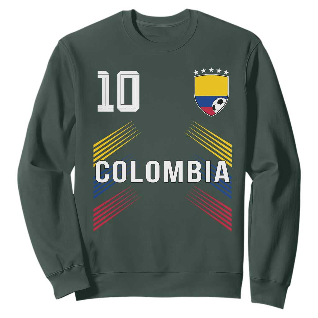 Colombia Soccer Sports Graphic Number 10 Jersey Style Sweatshirt Proud Colombian Football Fans Game Day Pride TS02 Dark Forest Green Print Your Wear