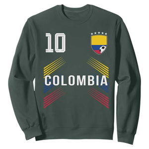 Colombia Soccer Sports Graphic Number 10 Jersey Style Sweatshirt Proud Colombian Football Fans Game Day Pride TS02 Dark Forest Green Print Your Wear