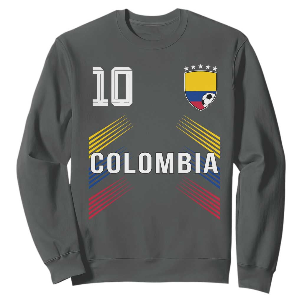 Colombia Soccer Sports Graphic Number 10 Jersey Style Sweatshirt Proud Colombian Football Fans Game Day Pride TS02 Dark Heather Print Your Wear