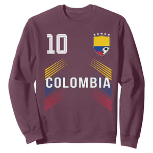 Colombia Soccer Sports Graphic Number 10 Jersey Style Sweatshirt Proud Colombian Football Fans Game Day Pride TS02 Maroon Print Your Wear