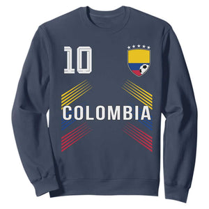 Colombia Soccer Sports Graphic Number 10 Jersey Style Sweatshirt Proud Colombian Football Fans Game Day Pride TS02 Navy Print Your Wear