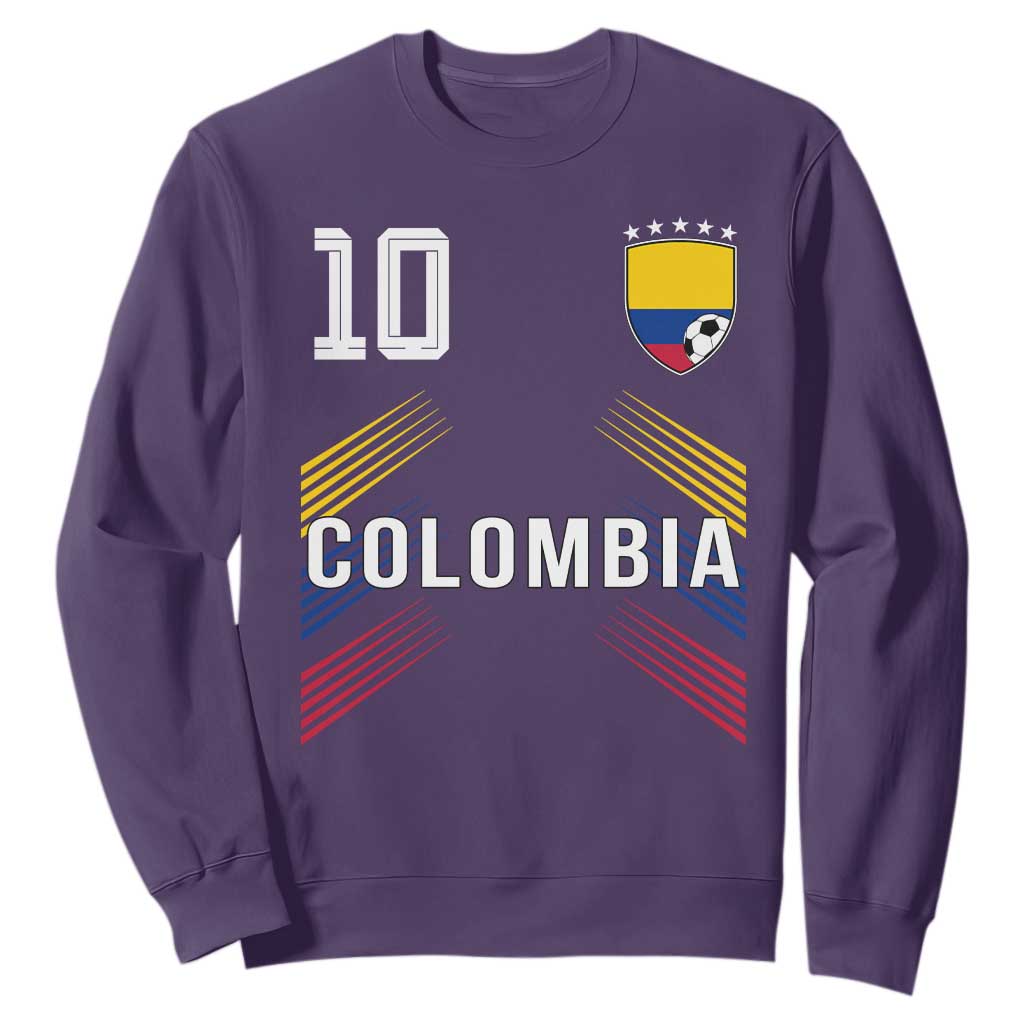 Colombia Soccer Sports Graphic Number 10 Jersey Style Sweatshirt Proud Colombian Football Fans Game Day Pride TS02 Purple Print Your Wear