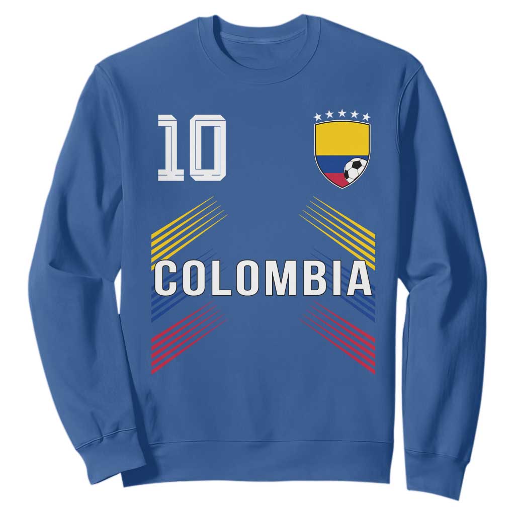 Colombia Soccer Sports Graphic Number 10 Jersey Style Sweatshirt Proud Colombian Football Fans Game Day Pride TS02 Royal Blue Print Your Wear