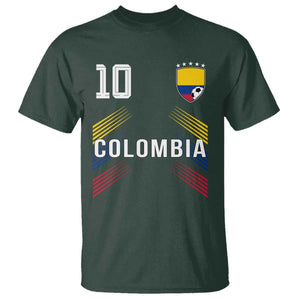 Colombia Soccer Sports Graphic Number 10 Jersey Style T Shirt Proud Colombian Football Fans Game Day Pride TS02 Dark Forest Green Print Your Wear
