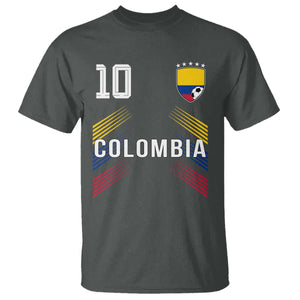 Colombia Soccer Sports Graphic Number 10 Jersey Style T Shirt Proud Colombian Football Fans Game Day Pride TS02 Dark Heather Print Your Wear