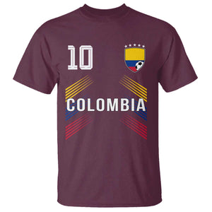 Colombia Soccer Sports Graphic Number 10 Jersey Style T Shirt Proud Colombian Football Fans Game Day Pride TS02 Maroon Print Your Wear