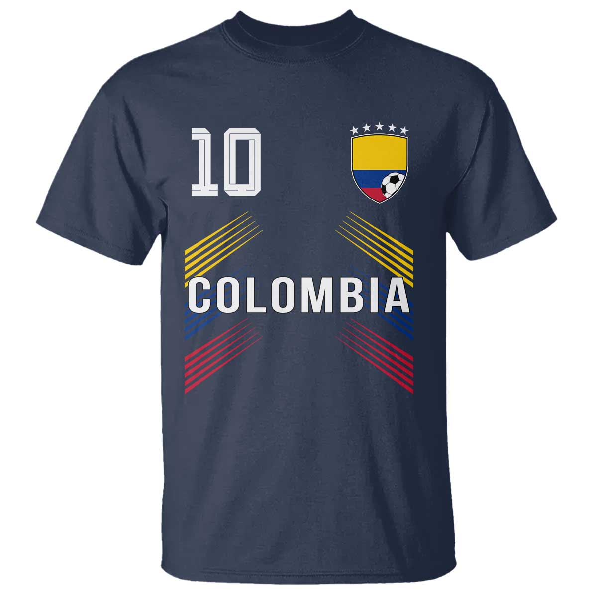 Colombia Soccer Sports Graphic Number 10 Jersey Style T Shirt Proud Colombian Football Fans Game Day Pride TS02 Navy Print Your Wear