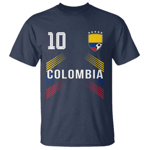 Colombia Soccer Sports Graphic Number 10 Jersey Style T Shirt Proud Colombian Football Fans Game Day Pride TS02 Navy Print Your Wear
