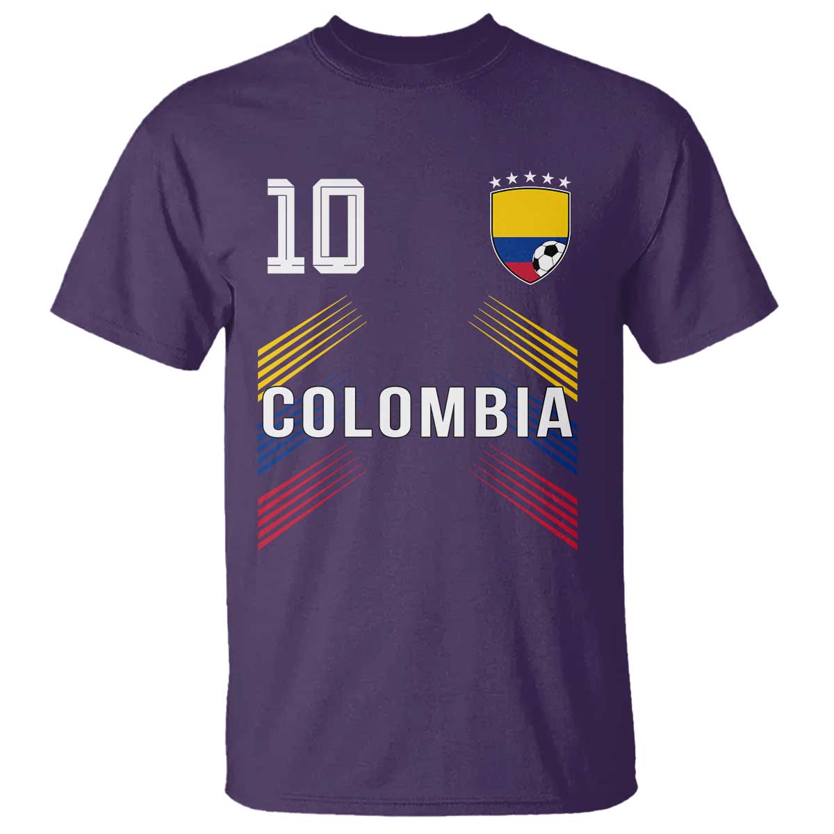 Colombia Soccer Sports Graphic Number 10 Jersey Style T Shirt Proud Colombian Football Fans Game Day Pride TS02 Purple Print Your Wear