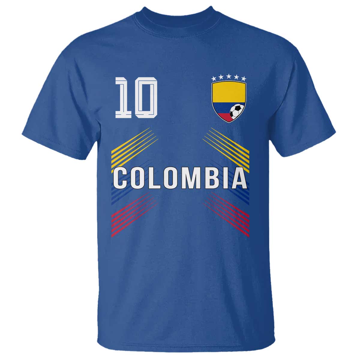 Colombia Soccer Sports Graphic Number 10 Jersey Style T Shirt Proud Colombian Football Fans Game Day Pride TS02 Royal Blue Print Your Wear
