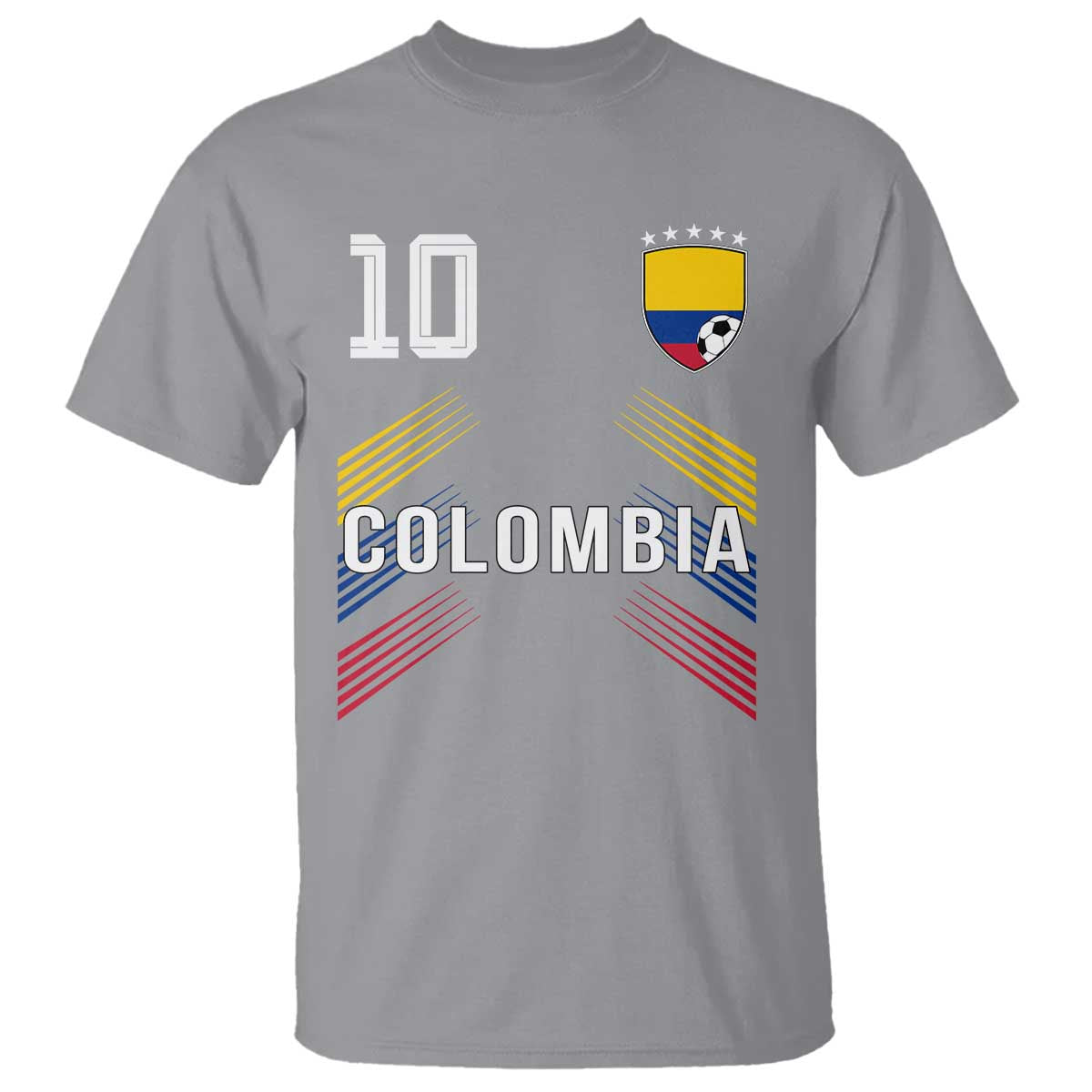 Colombia Soccer Sports Graphic Number 10 Jersey Style T Shirt Proud Colombian Football Fans Game Day Pride TS02 Sport Gray Print Your Wear