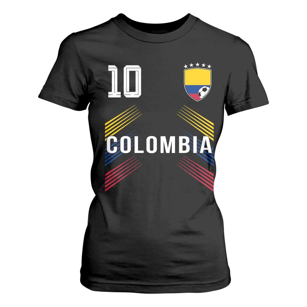 Colombia Soccer Sports Graphic Number 10 Jersey Style T Shirt For Women Proud Colombian Football Fans Game Day Pride TS02 Black Print Your Wear