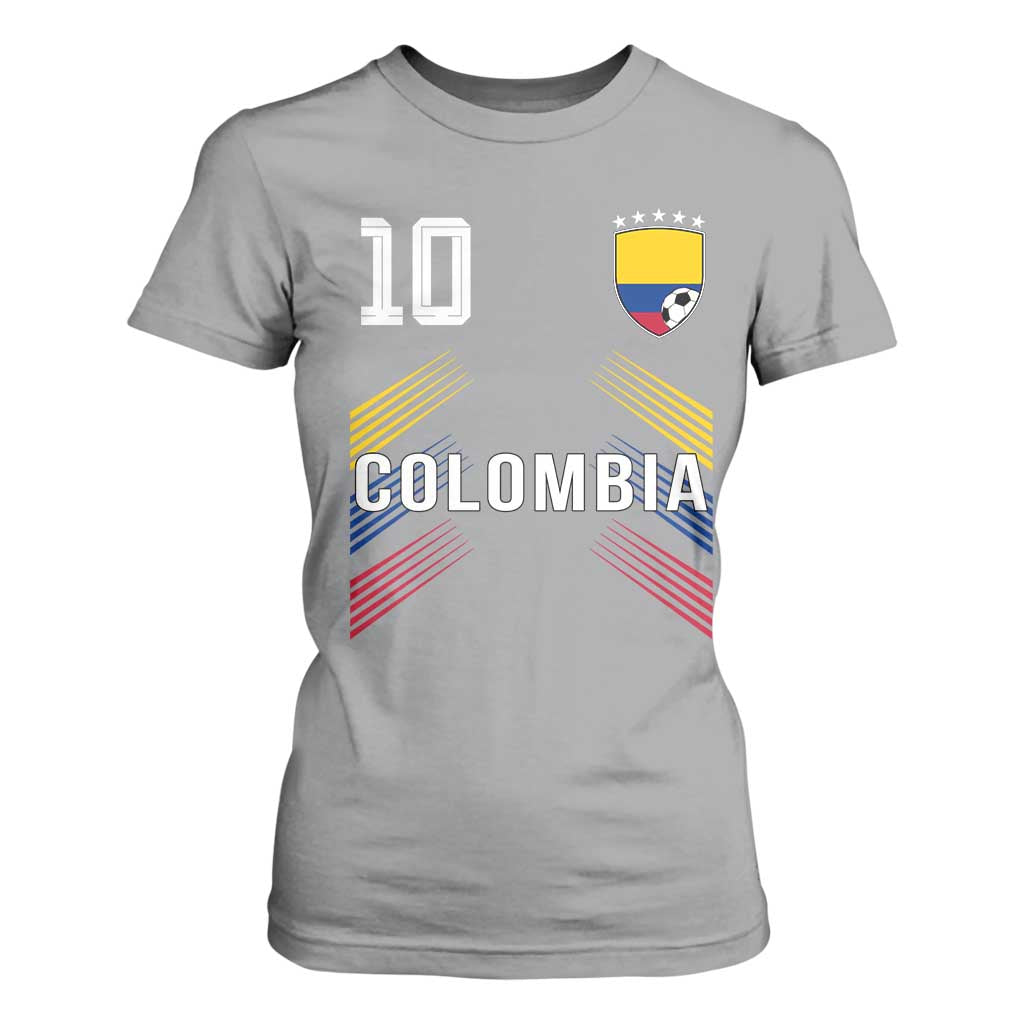 Colombia Soccer Sports Graphic Number 10 Jersey Style T Shirt For Women Proud Colombian Football Fans Game Day Pride TS02 Sport Gray Print Your Wear