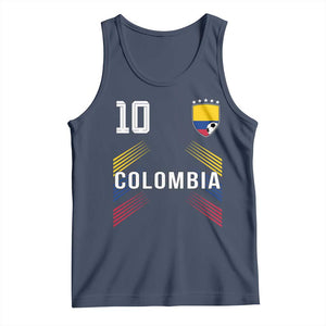 Colombia Soccer Sports Graphic Number 10 Jersey Style Tank Top Proud Colombian Football Fans Game Day Pride TS02 Navy Print Your Wear