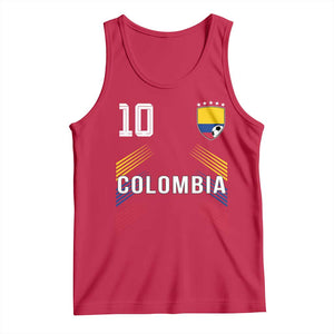 Colombia Soccer Sports Graphic Number 10 Jersey Style Tank Top Proud Colombian Football Fans Game Day Pride TS02 Red Print Your Wear