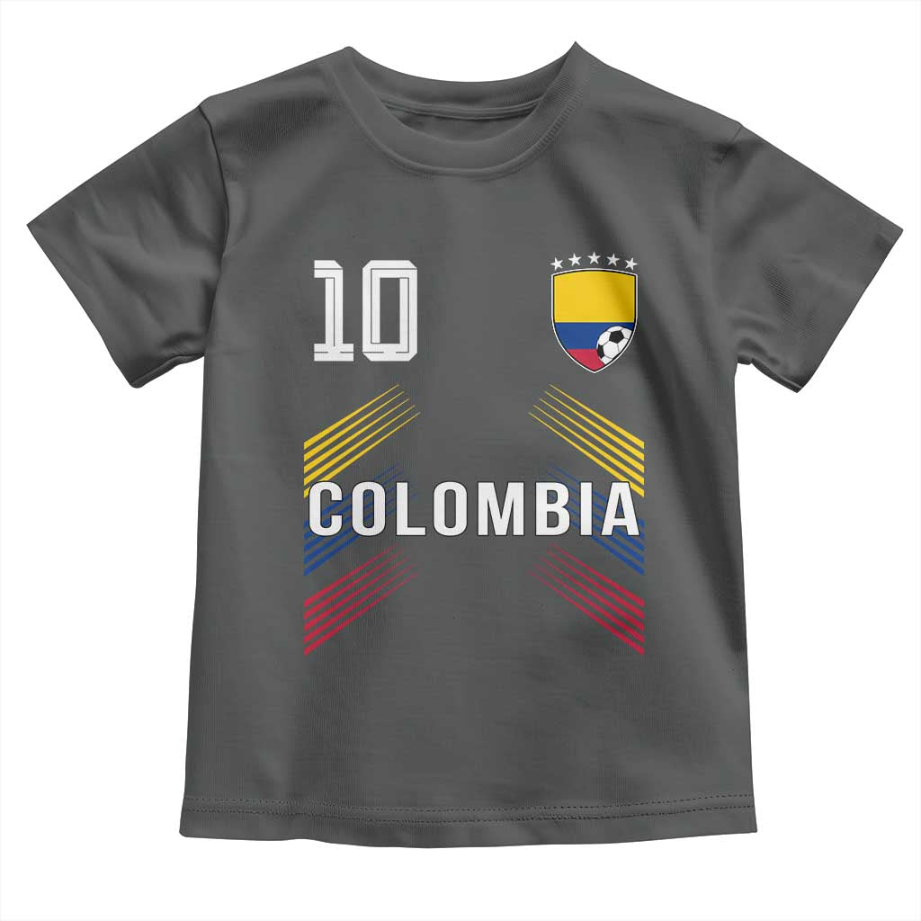 Colombia Soccer Sports Graphic Number 10 Jersey Style Toddler T Shirt Proud Colombian Football Fans Game Day Pride TS02 Dark Heather Print Your Wear