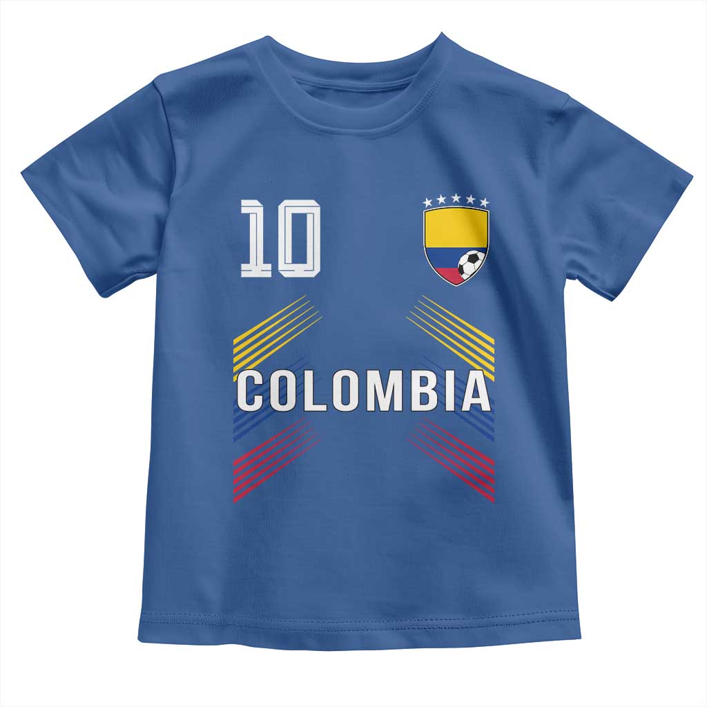 Colombia Soccer Sports Graphic Number 10 Jersey Style Toddler T Shirt Proud Colombian Football Fans Game Day Pride TS02 Royal Blue Print Your Wear
